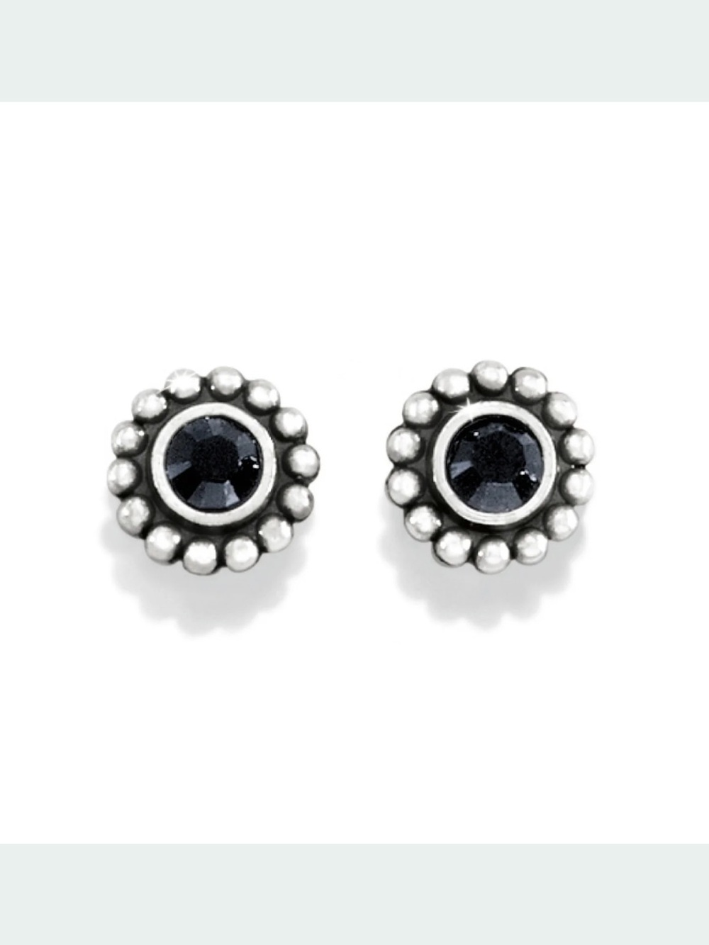 Brighton Twinkle Mini Post Earrings in Black, Silver Plated